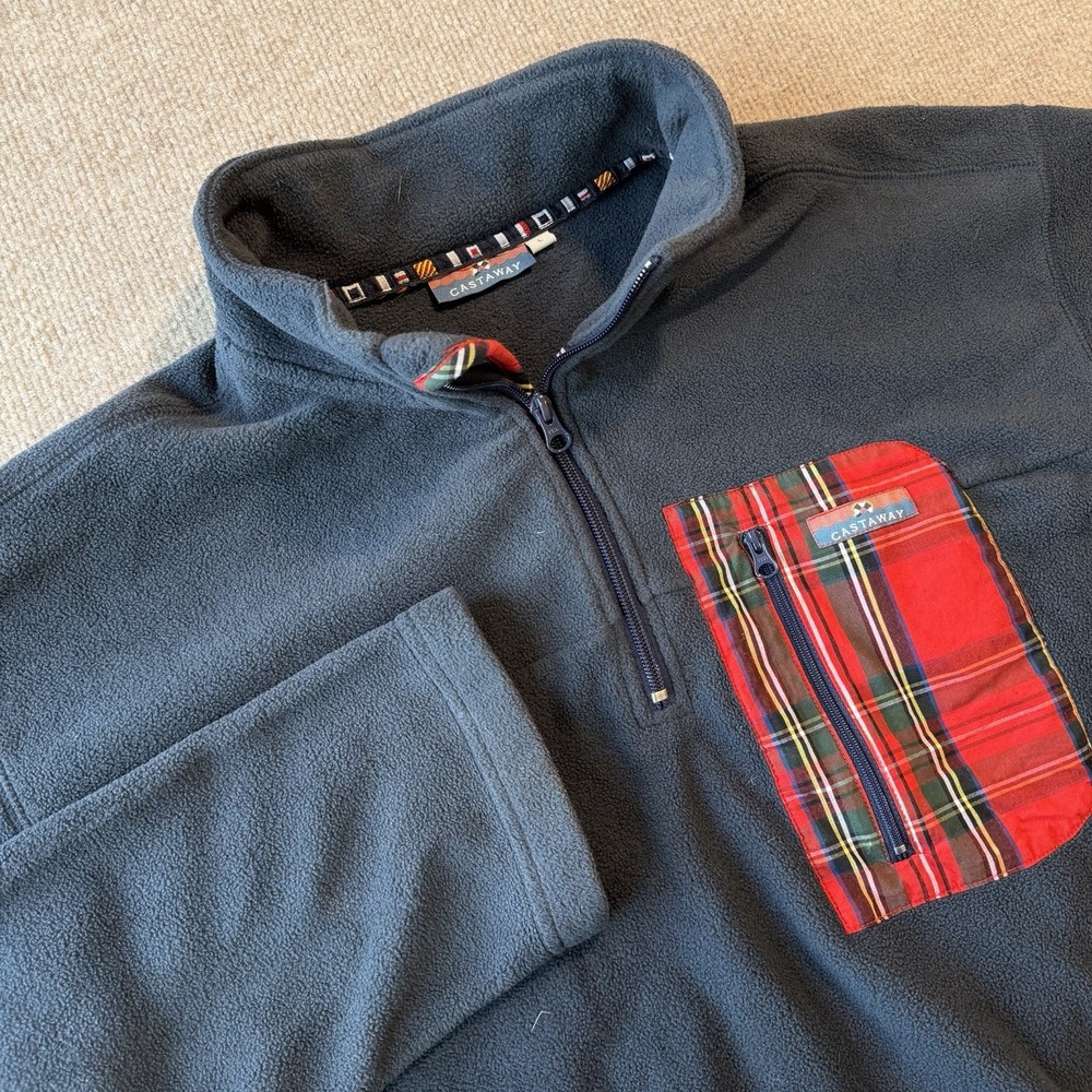 Castaway Tidal Fleece Nantucket Navy with Royal Stewart Trim Size L
